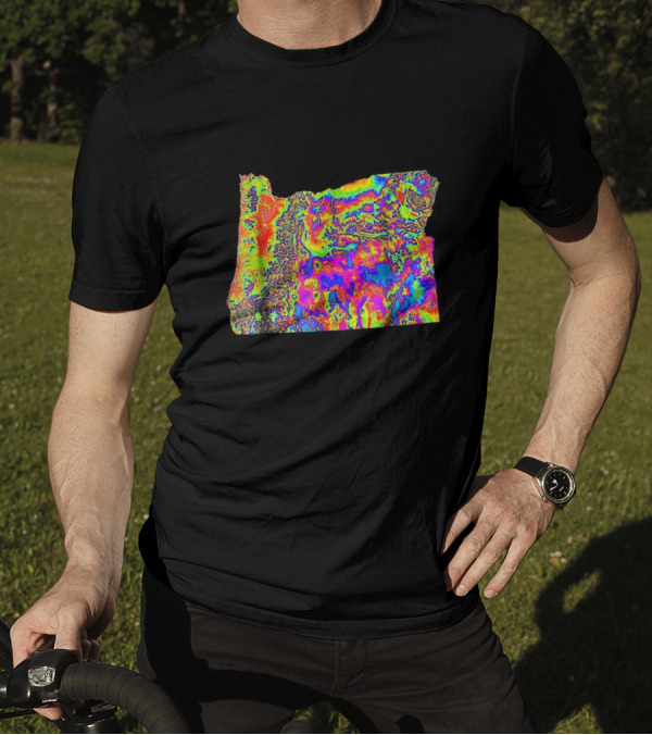 Vibrant Multicolor Custom Topography Map Of Oregon T-Shirt