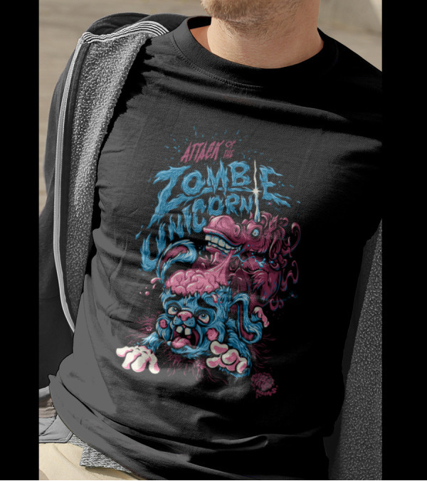 Attack Of The Zombie Unicorn Brain-Eating Creature Horror Fantasy Art By BeastWreck T-Shirt