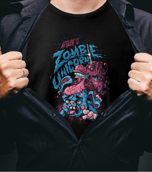 Attack Of The Zombie Unicorn Brain-Eating Creature Horror Fantasy Art By BeastWreck T-Shirt