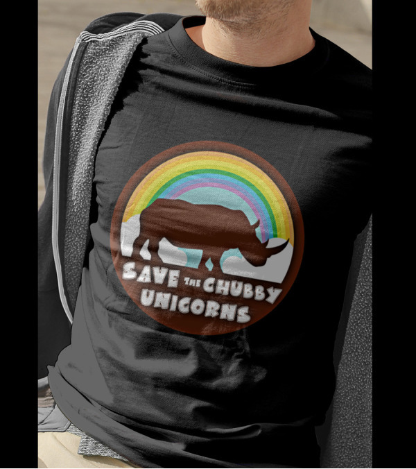 Save The Chubby Unicorns Rainbow Rhino Conservation T-Shirt