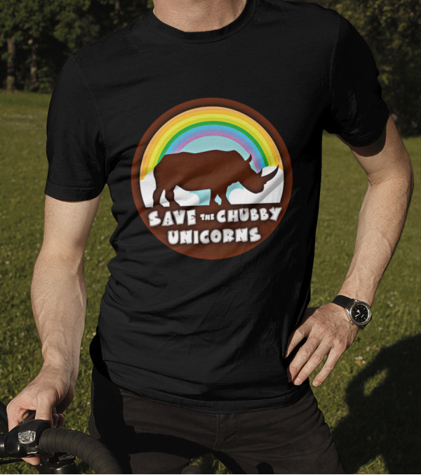Save The Chubby Unicorns Rainbow Rhino Conservation T-Shirt