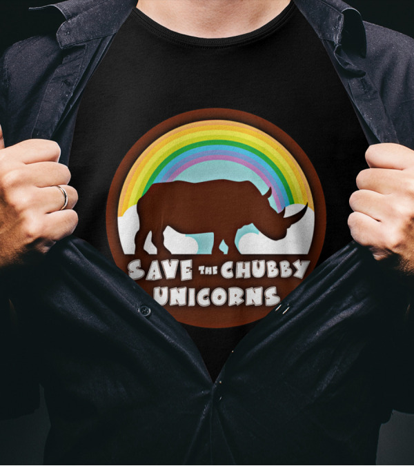 Save The Chubby Unicorns Rainbow Rhino Conservation T-Shirt