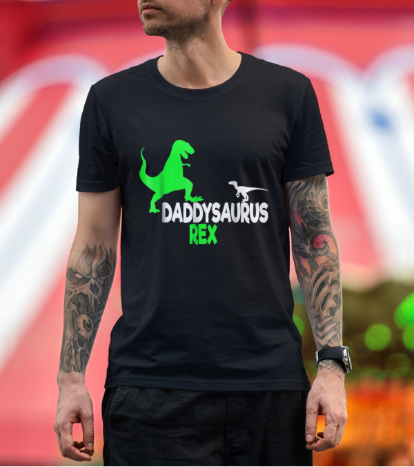 Premium T-Shirt: Father's Day T-Rex Dinosaur Theme Mens Daddysaurus Rex Daddy Dad Dino T-Shirt Father's Day T-Rex Dinosaur Theme Mens Daddysaurus Rex Daddy Dad Dino T-Shirt