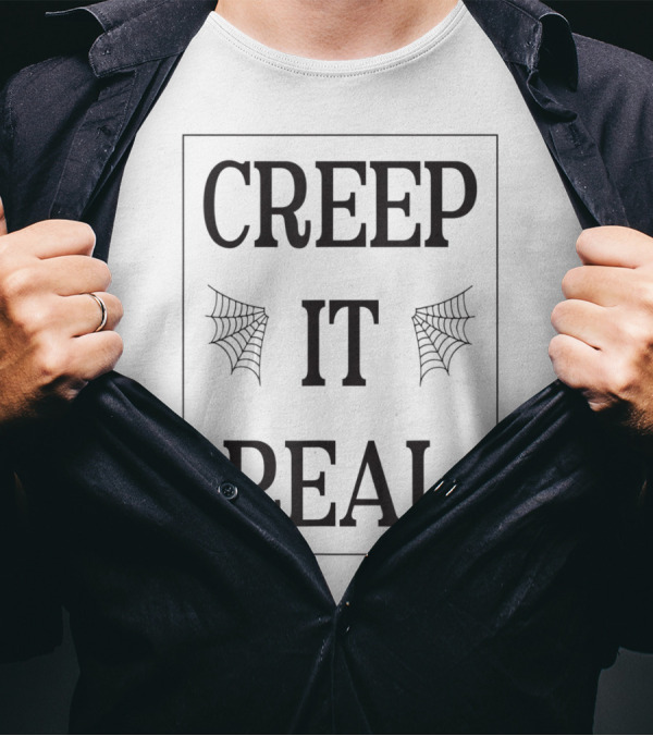 Creep It Real Spider Web Design Featuring Intricate Cobweb T-Shirt
