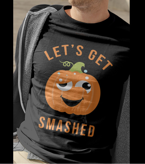 Let's Get Smashed Winking Pumpkin Fun Halloween Drinking T-Shirt