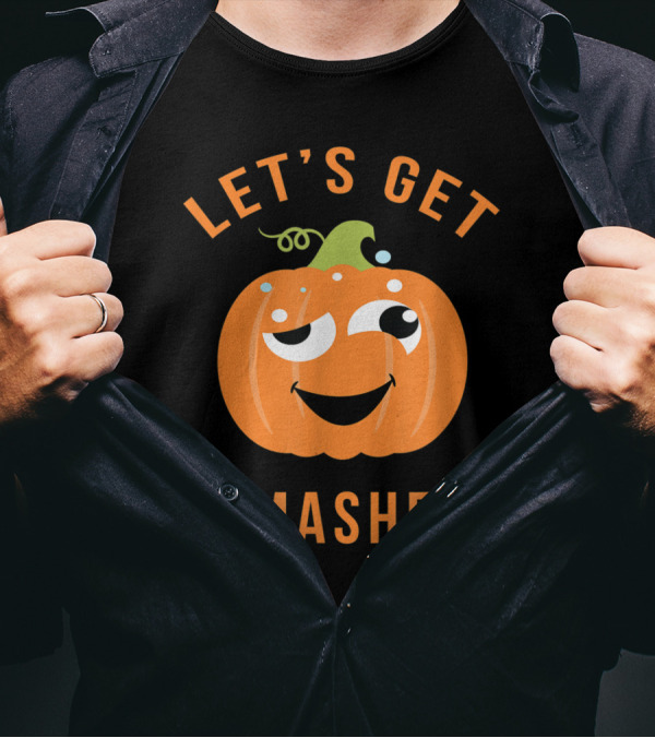 Let's Get Smashed Winking Pumpkin Fun Halloween Drinking T-Shirt