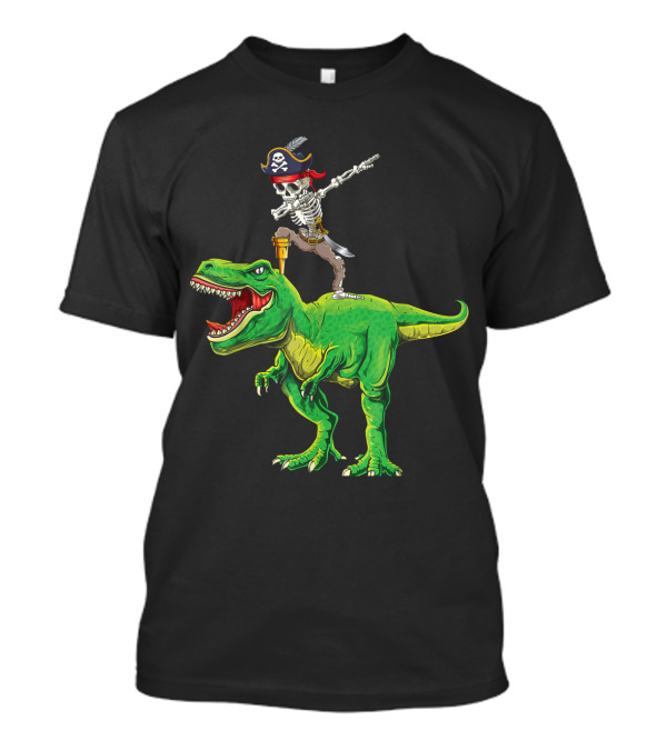 Pirate Skeleton Dab On T-Rex Dinosaur T-Shirt