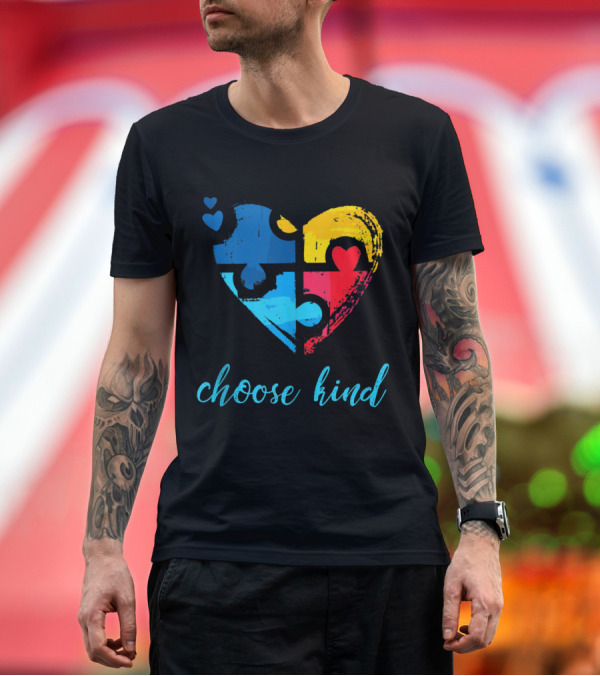 Premium T-Shirt: Choose Kind Puzzle Heart Autism Awareness T-Shirt Choose Kind Puzzle Heart Autism Awareness T-Shirt