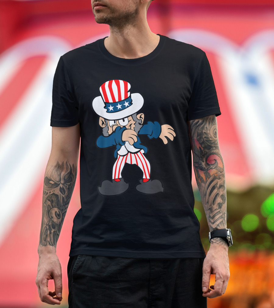 Dabbing Uncle Sam Patriotic Stars and Stripes 4th of July Veterans Flag Day T-Shirt