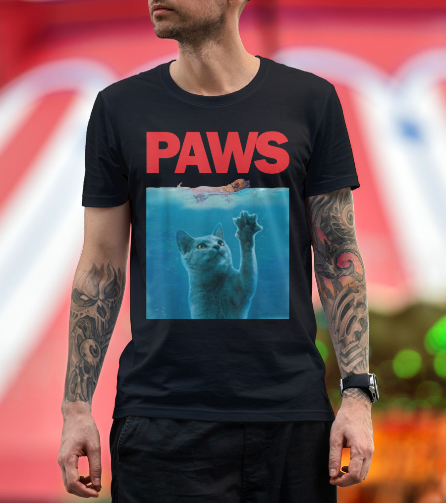 Paws Kitten Meow Funny Cat Lover Jaws T-Shirt
