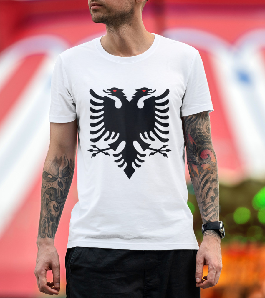Albanian Double Eagle Emblem with Red Eyes T-Shirt