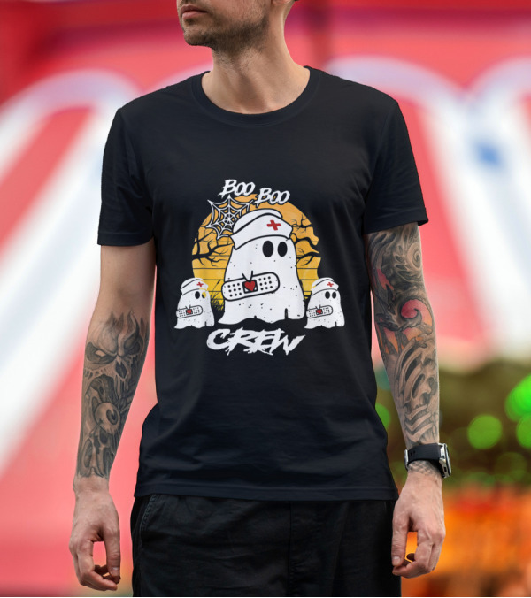 Premium T-Shirt: Boo Boo Crew Nurse Ghosts Funny Halloween Bandage Spiderwebs T-Shirt Boo Boo Crew Nurse Ghosts Funny Halloween Bandage Spiderwebs T-Shirt