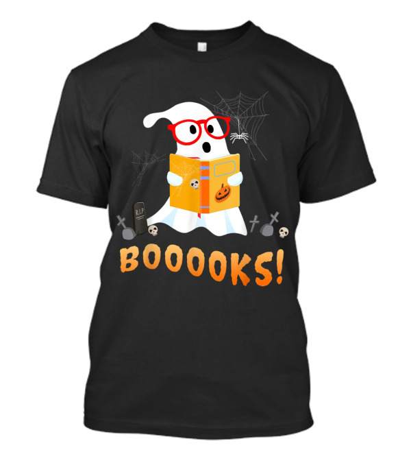 Booooks Ghost Reading Halloween Funny Teacher Class T-Shirt
