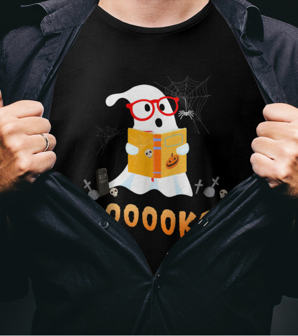 Booooks Ghost Reading Halloween Funny Teacher Class T-Shirt