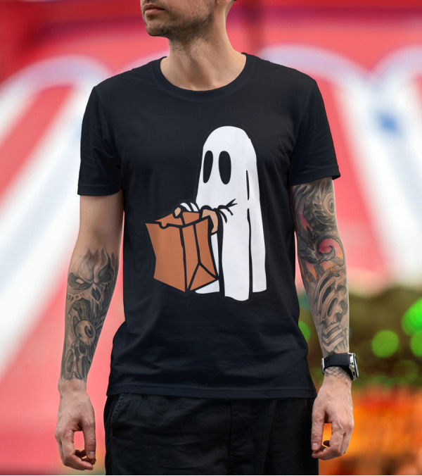 Premium T-Shirt: Ghost Trick or Treat Halloween Bag T-Shirt Ghost Trick or Treat Halloween Bag T-Shirt