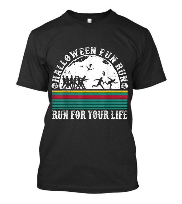 Halloween Fun Run Creepy Zombie Skull Running To The Moon Run For Your Life T-Shirt