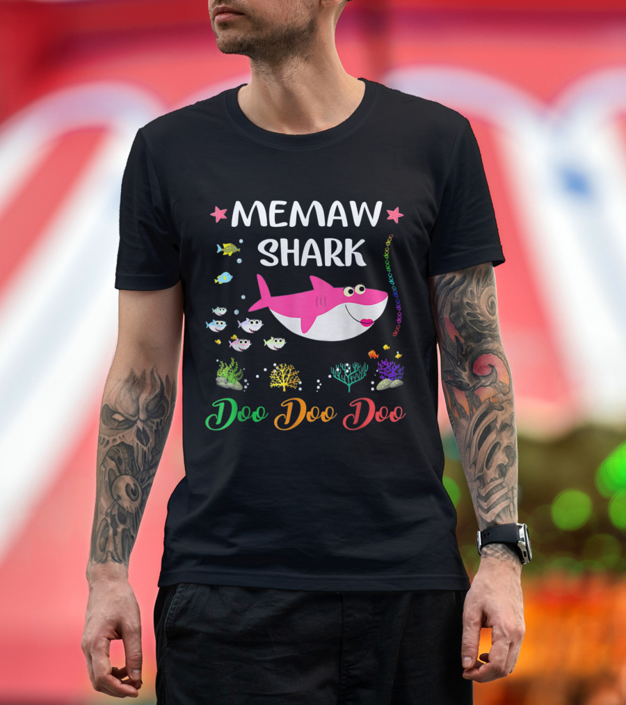 Memaw Shark Doo Doo Doo Family Fish Coral Reef T-Shirt