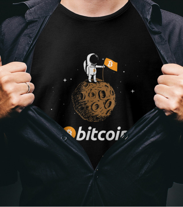 Bitcoin BTC Astronaut Planting Flag On Moon T-Shirt