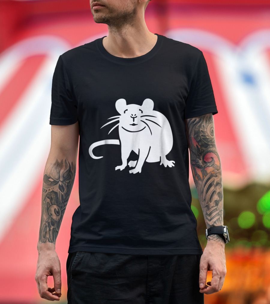 Rat Cute Minimalist White T-Shirt