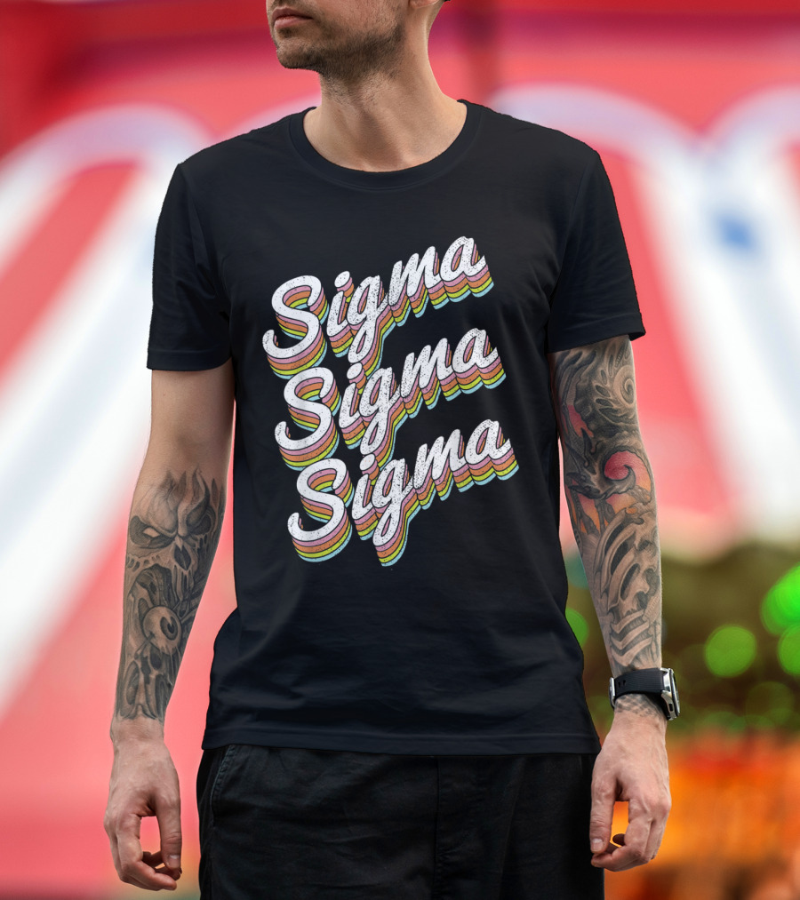 Sigma Sigma Sigma Pledge Rush Sorority Vintage Rainbow Retro T-Shirt