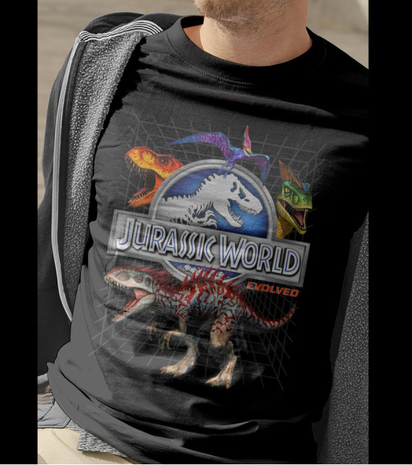 Jurassic World Evolved Dino Grid Rex Dinosaur Trio T-Shirt