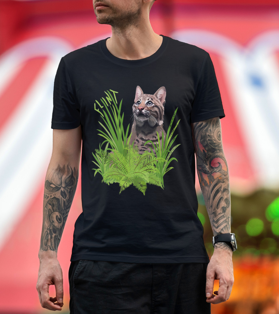 Flint the Curious Bobcat in Ferns FULEf T-Shirt
