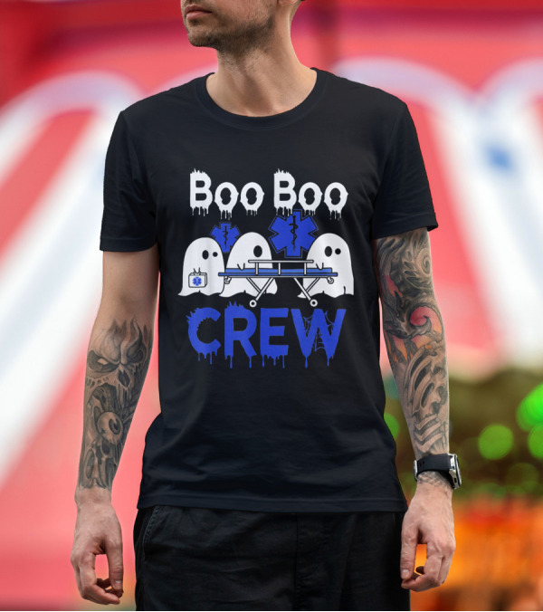 Premium T-Shirt: Boo Boo Crew EMTs and Paramedics Ghost Halloween T-Shirt Boo Boo Crew EMTs and Paramedics Ghost Halloween T-Shirt