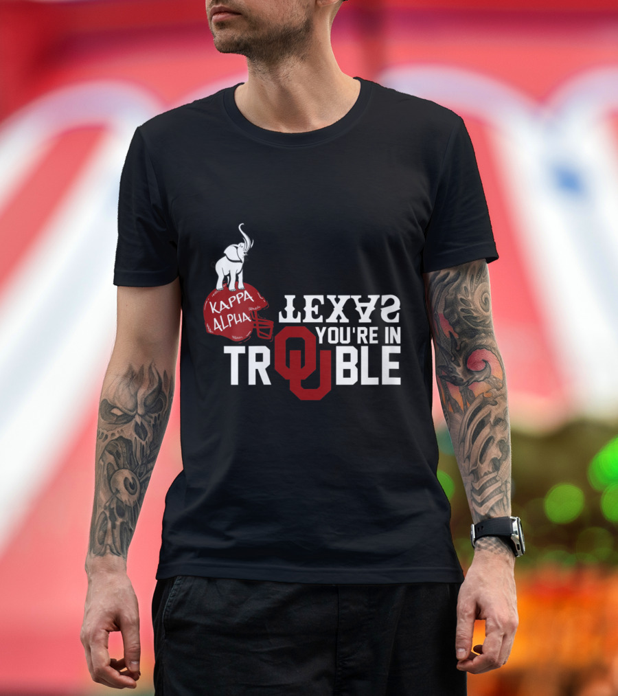 Kappa Alpha Elephant Helmet Texas Trouble OU T-Shirt