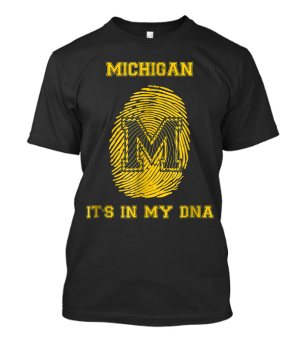 MICHIGAN MI It's In My DNA University Font Fingerprint T-Shirt