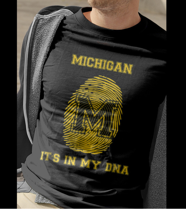 MICHIGAN MI It's In My DNA University Font Fingerprint T-Shirt