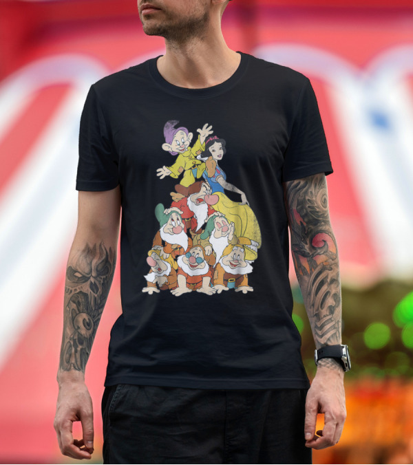 Premium T-Shirt: Disney Snow White and the Seven Dwarfs Character Stack T-Shirt Disney Snow White and the Seven Dwarfs Character Stack T-Shirt