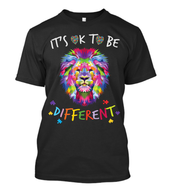 It's OK To Be Different Colorful Lion Autism Awareness T-Shirt
