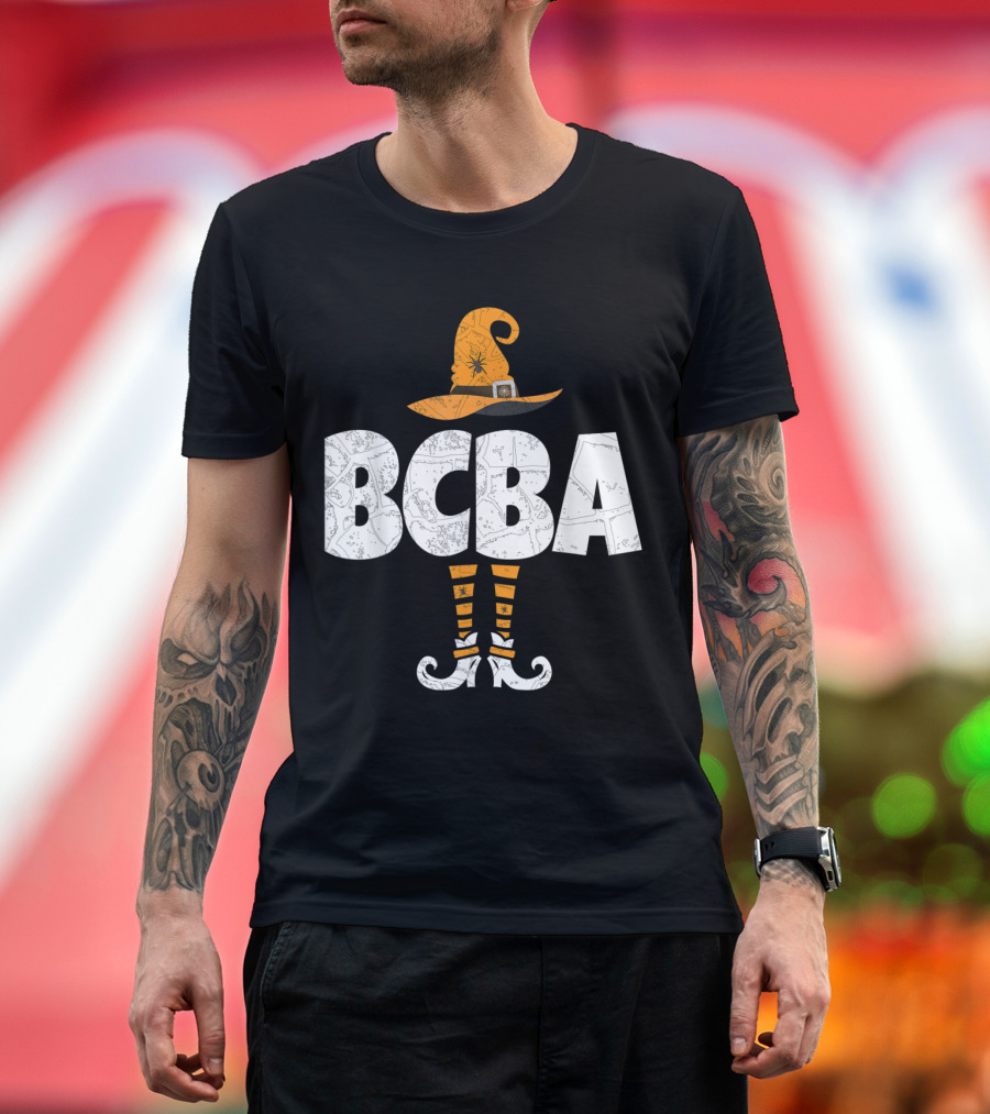 BCBA Halloween Witch Hat and Striped Socks T-Shirt