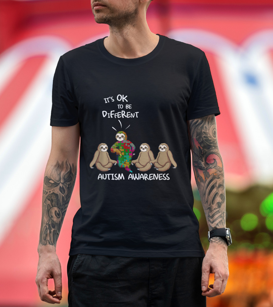 It's OK to Be Different Sloth Puzzle Autism Awareness T-Shirt
