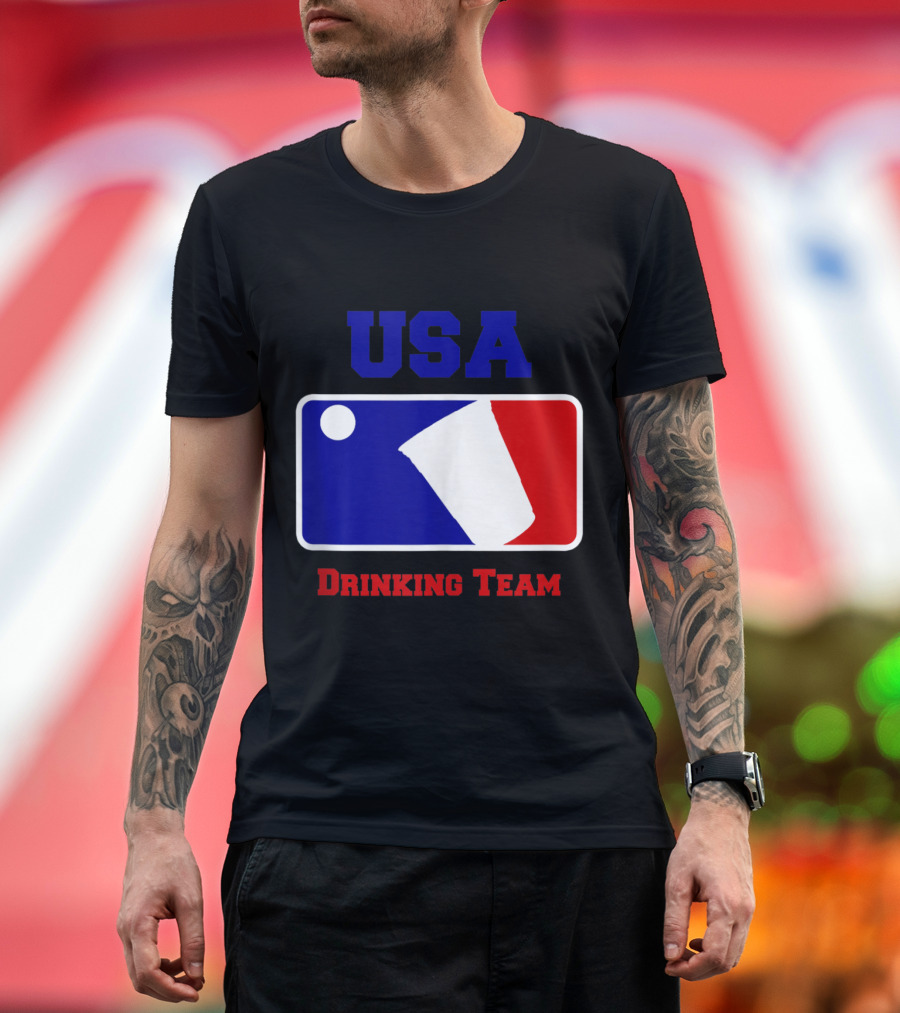 USA Drinking Team Funny Party Beer Pong Game Logo Cups T-Shirt