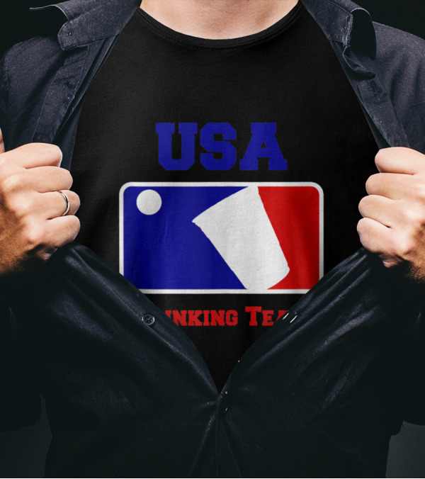 USA Drinking Team Funny Party Beer Pong Game Logo Cups T-Shirt