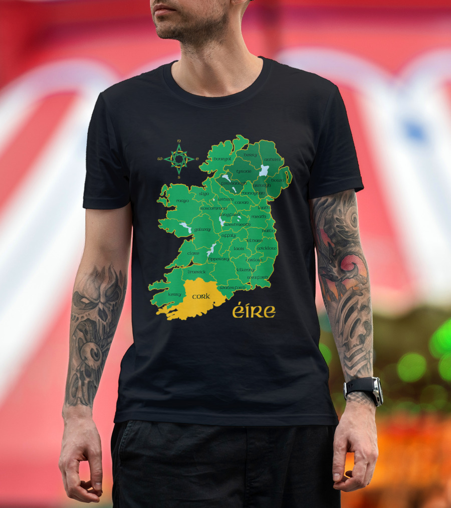 Cork Ireland County Map Eire Éire Travel T-Shirt