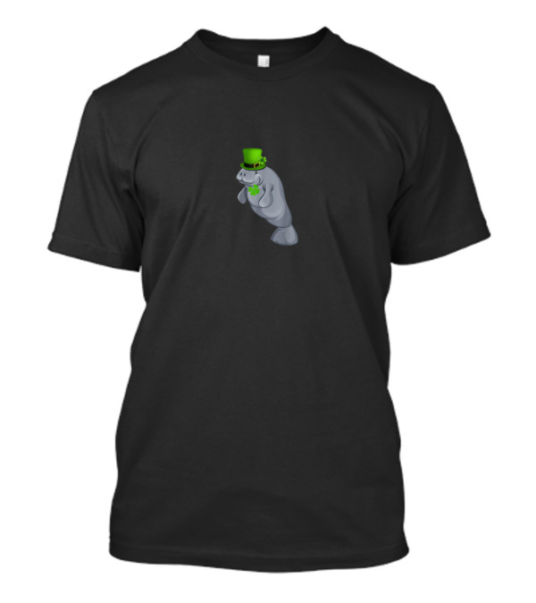 St Patrick's Day Manatee Irish Shamrock Clover Top Hat T-Shirt