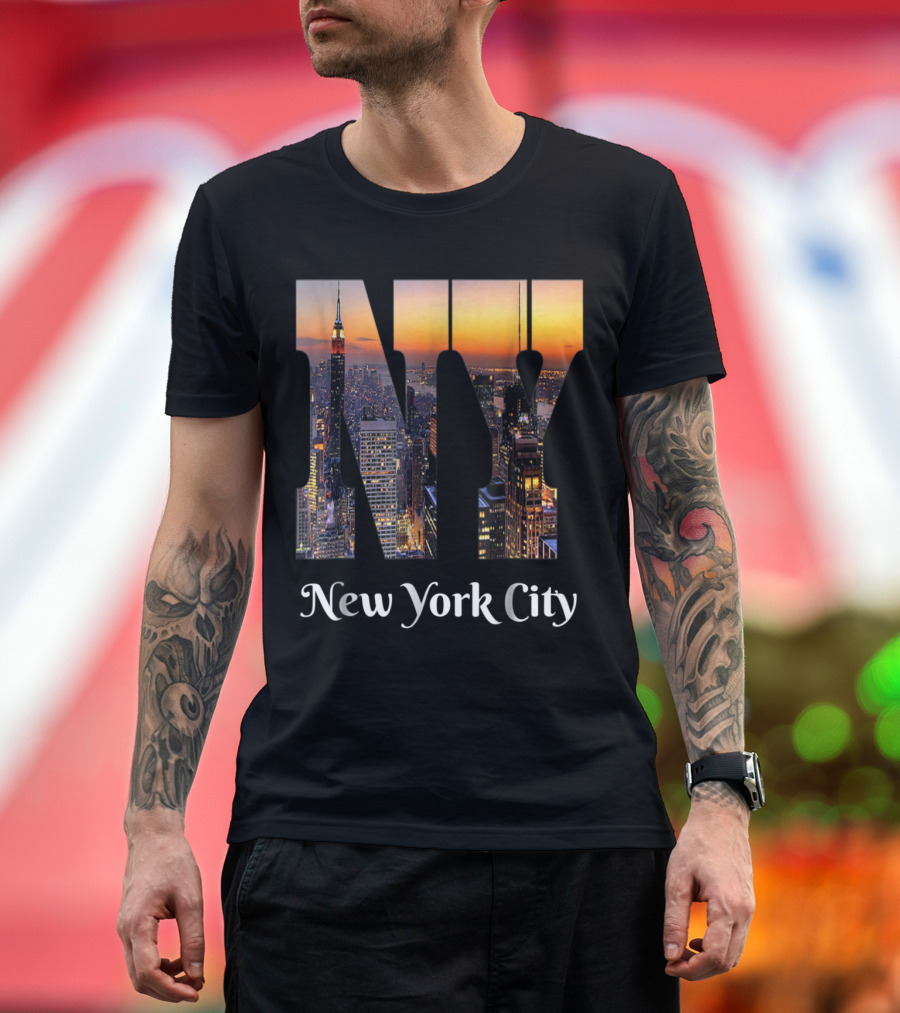 New York City Iconic NY Skyline Sunset T-Shirt