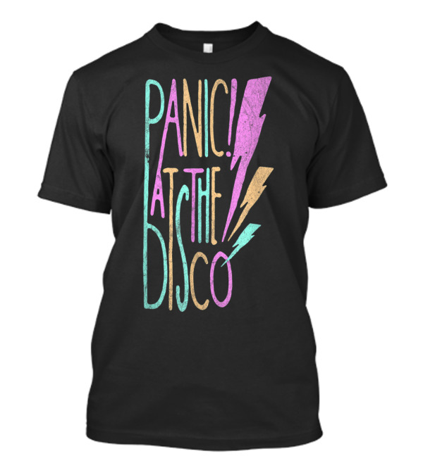 Panic At The Disco Colorful Lightning Bolt Text T-Shirt