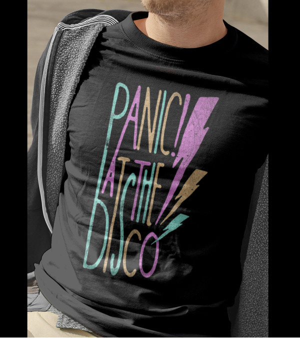 Panic At The Disco Colorful Lightning Bolt Text T-Shirt