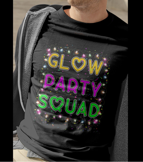 Glow Party Squad Neon Lettering With Paint Splatter Effect T-Shirt