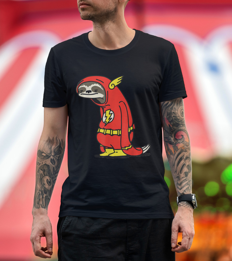 Funny Flash Sloth Superhero Costume Perfect for Holidays T-Shirt