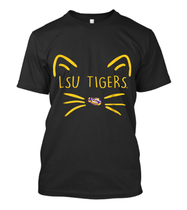 LSU Tigers Cat Face Logo Team Name T-Shirt