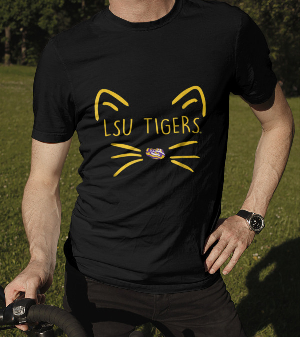 LSU Tigers Cat Face Logo Team Name T-Shirt