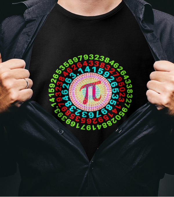 Captain Pi Superhero Shield Math Pi Day Spiral Numbers T-Shirt