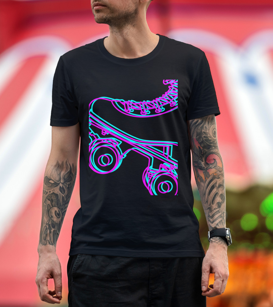 Neon 80s Roller Skate Keep Rolling Hobbies T-Shirt
