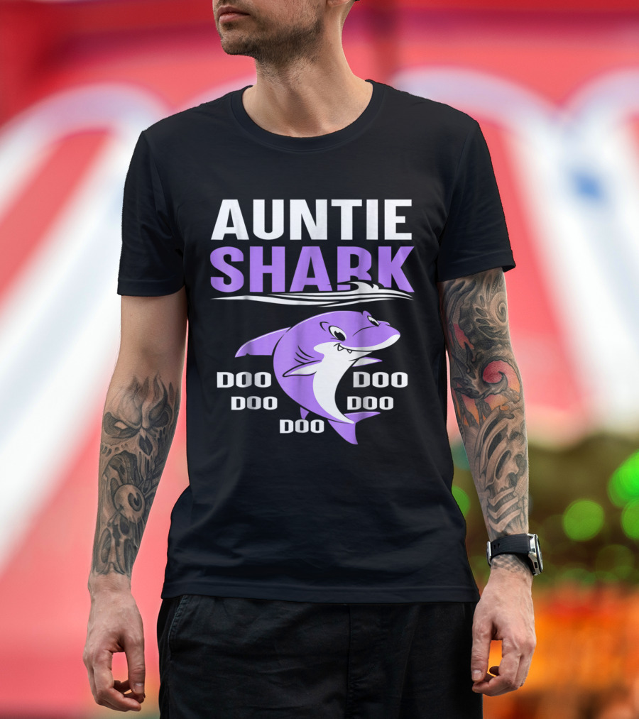 AUNTIE SHARK DOO DOO DOO MATCHING VIOLET SHARK T-Shirt