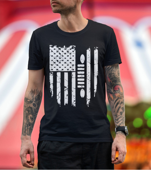 Premium T-Shirt: Jeep Grille American Flag T-Shirt Jeep Grille American Flag T-Shirt