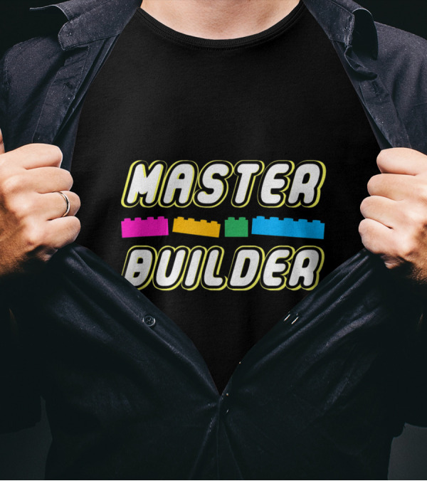 Master Builder Funny Brick Wall Colorful Blocks T-Shirt
